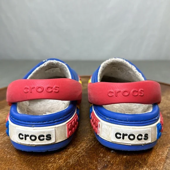 Crocs Clogs Youth Girls Boys 10/11 LEGO Blue Red Convertible Fleece Lined - Picture 4 of 13